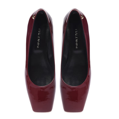 Burgundy patent leather pumps