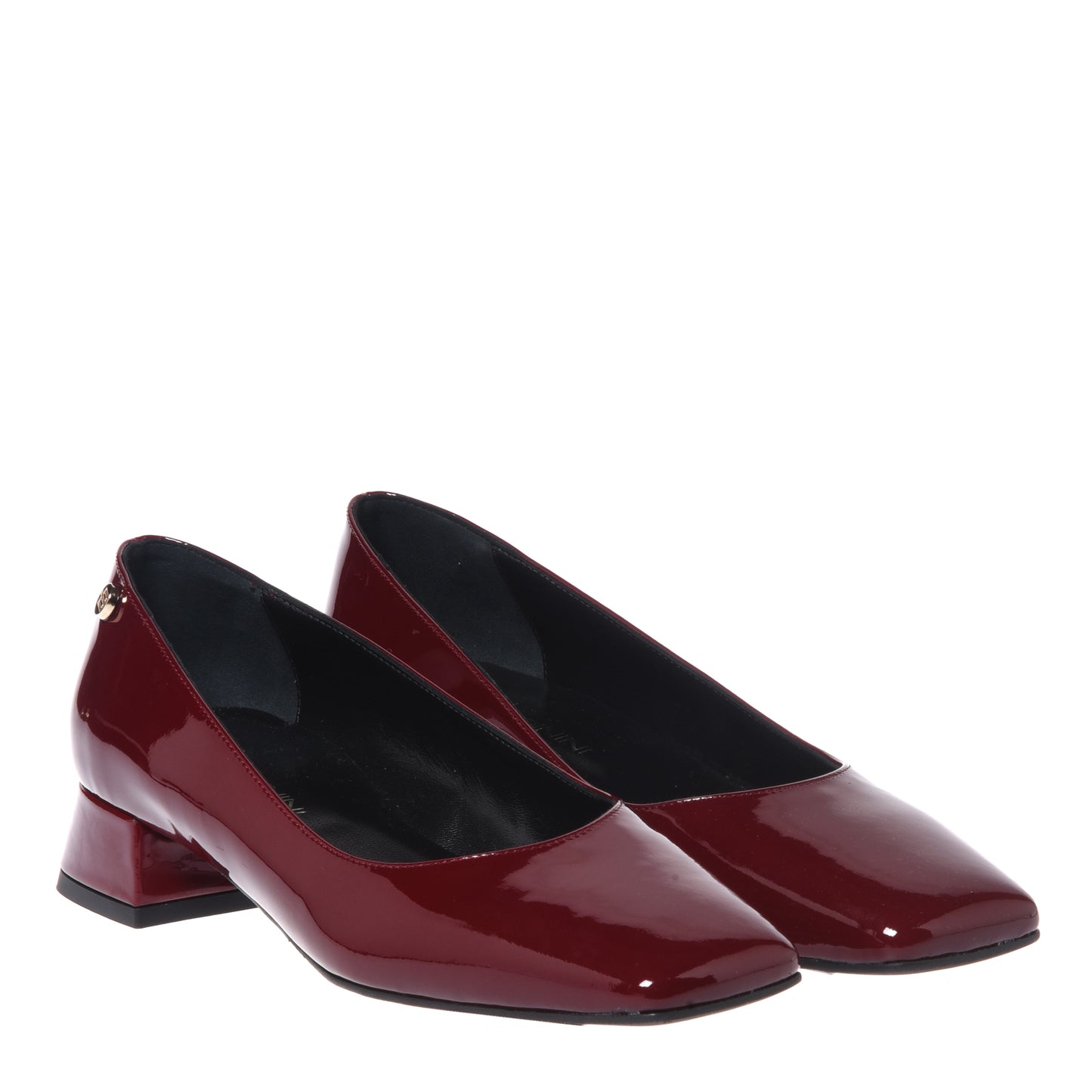 Burgundy patent leather pumps