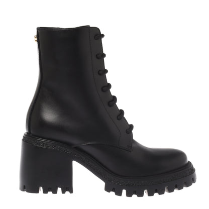 Black leather ankle boots