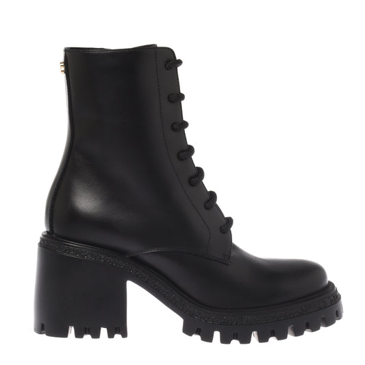Black leather ankle boots