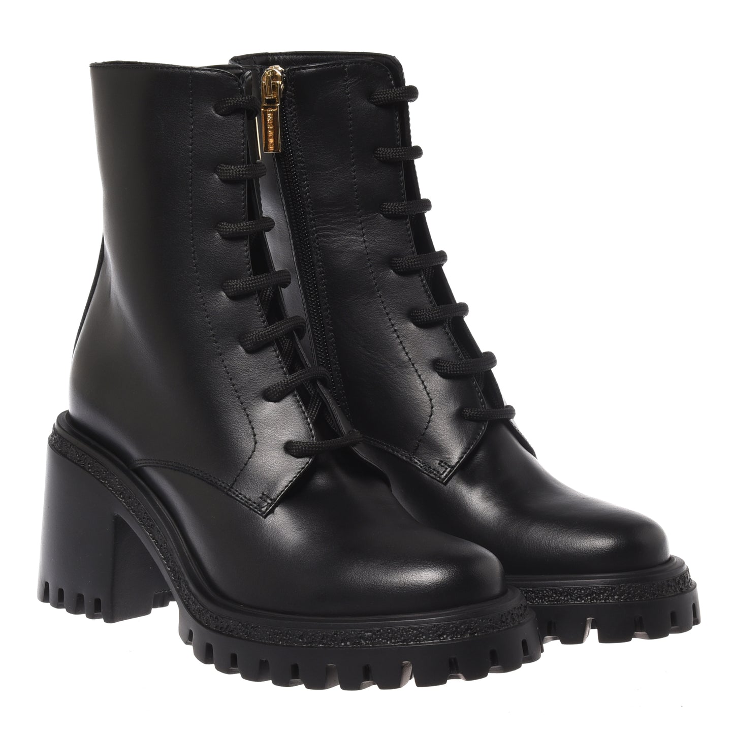 Black leather ankle boots