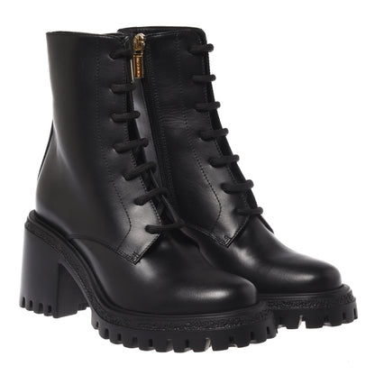 Black leather ankle boots