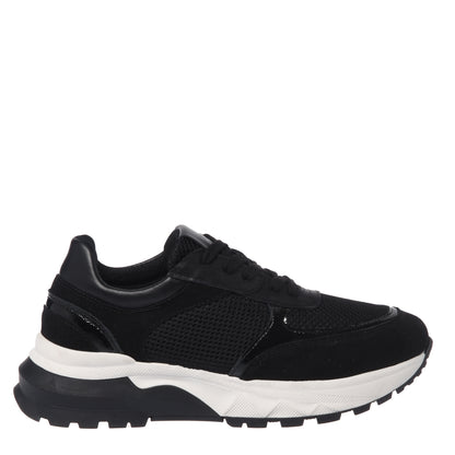 Black suede and mesh sneakers