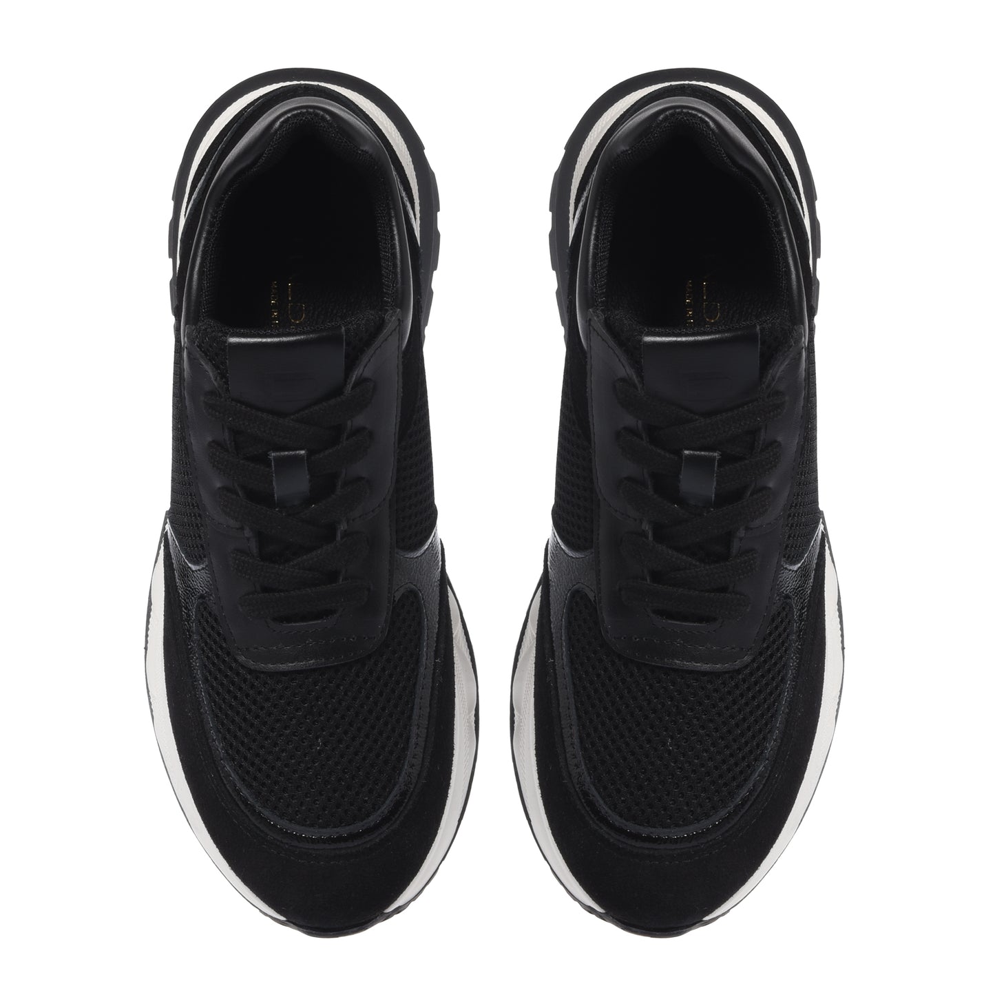 Black suede and mesh sneakers