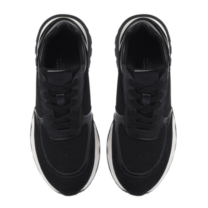 Black suede and mesh sneakers