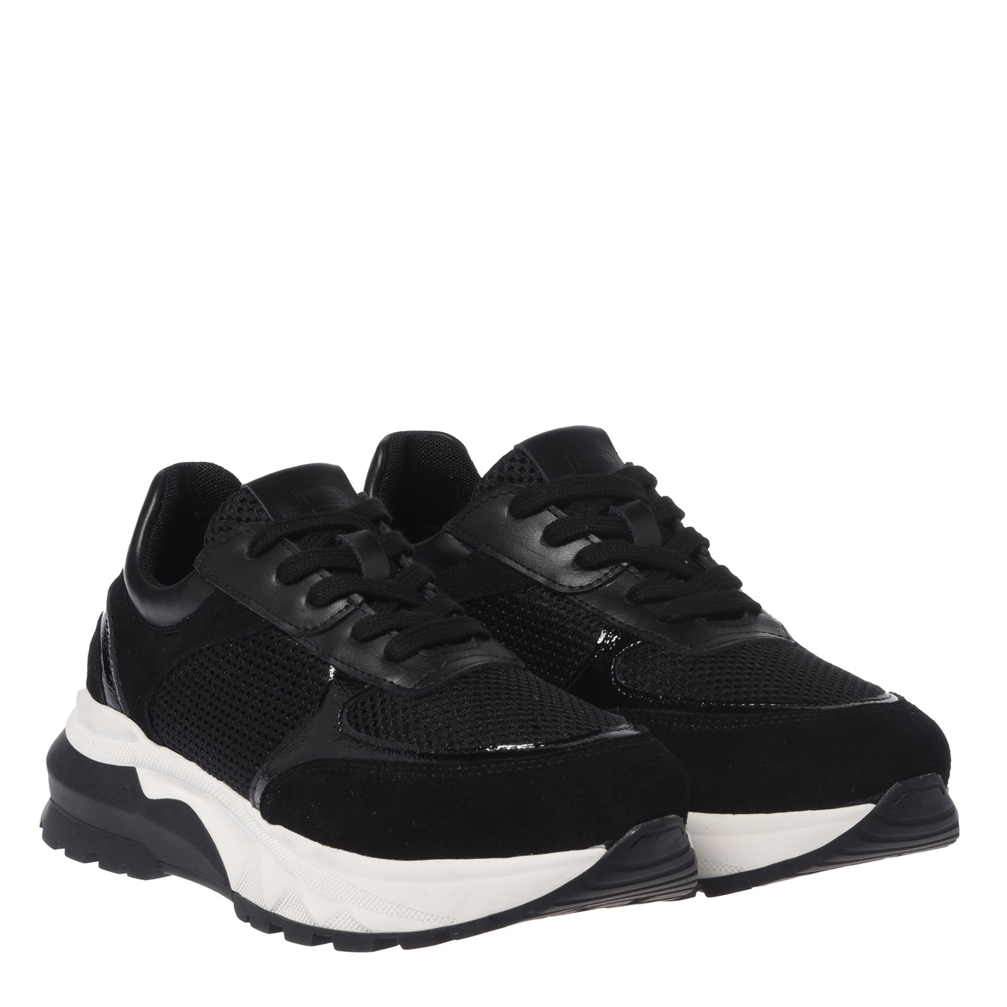 Black suede and mesh sneakers