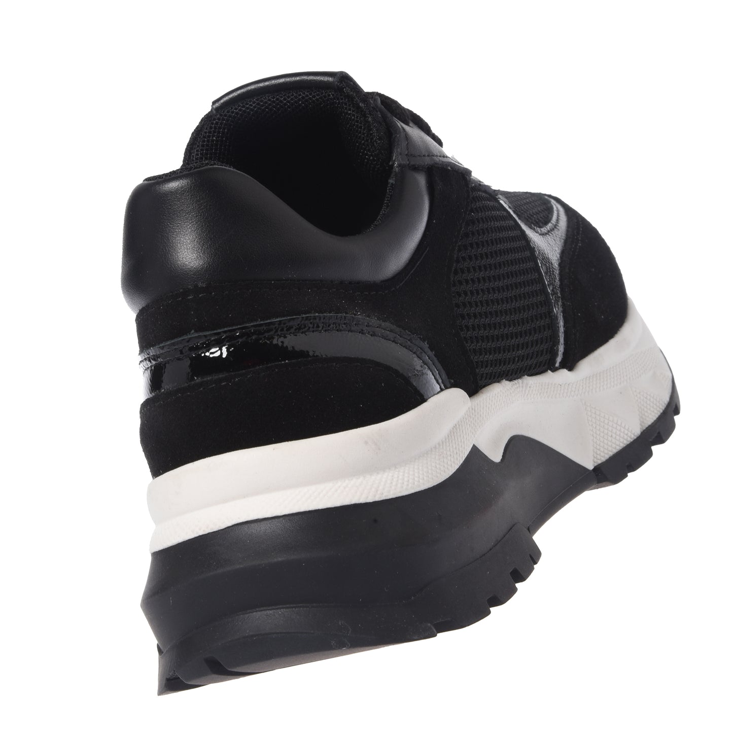 Black suede and mesh sneakers