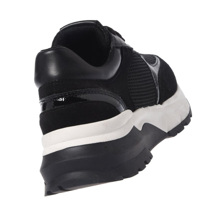 Black suede and mesh sneakers