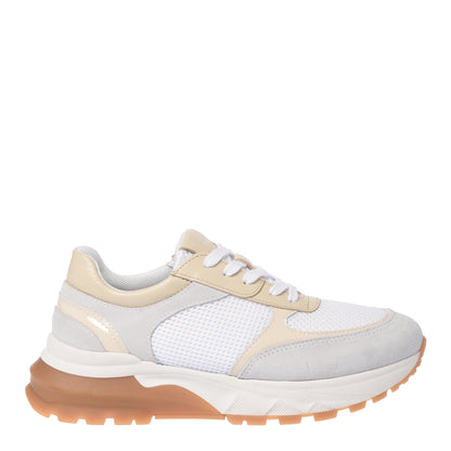 Grey suede and white mesh sneakers