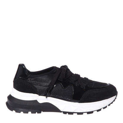 Black suede and stretch fabric sneakers