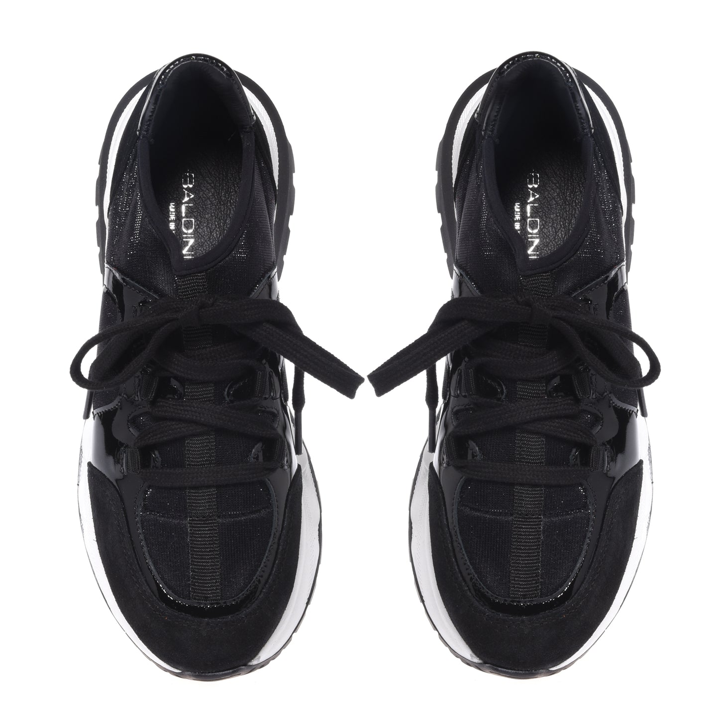 Black suede and stretch fabric sneakers