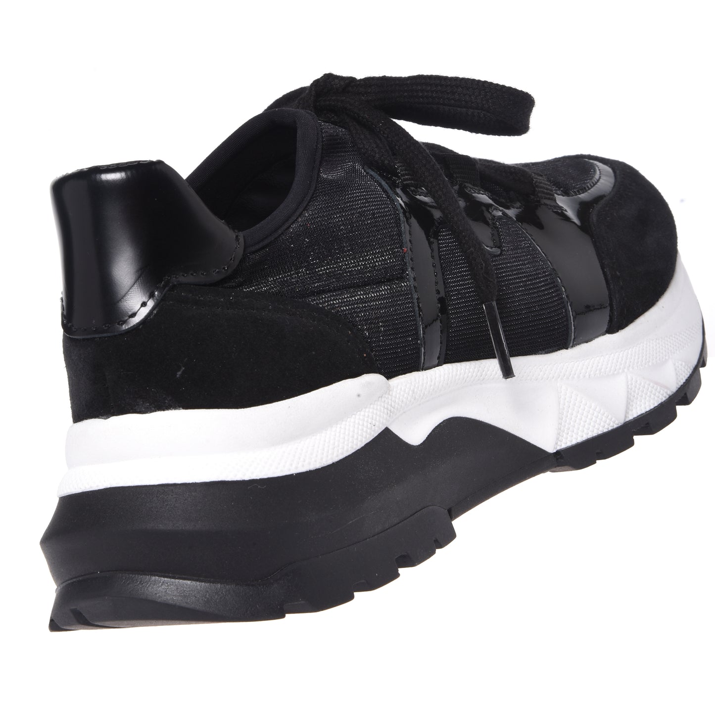 Black suede and stretch fabric sneakers