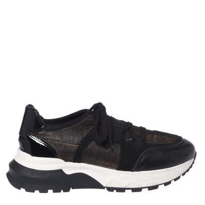 Black sneakers in patent leather and stretch fabric
