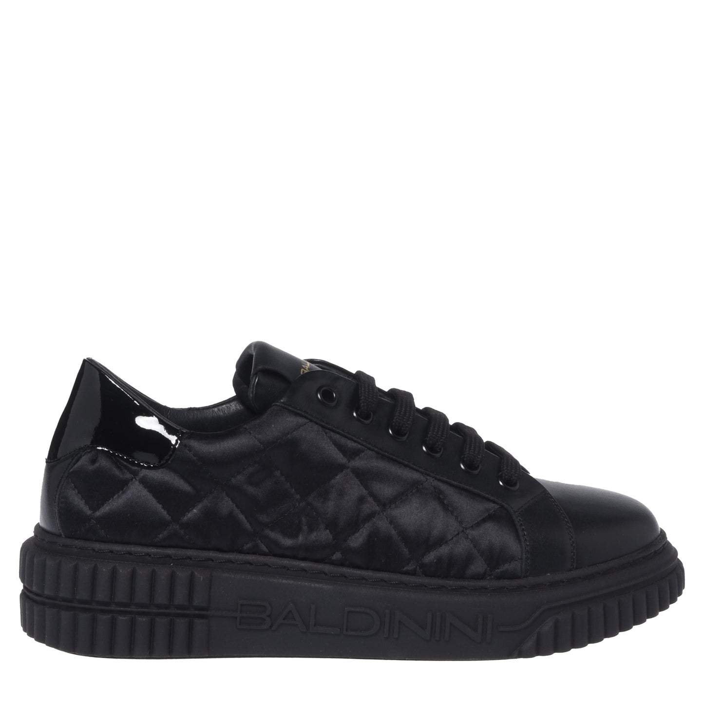 Black quilted fabric sneakers