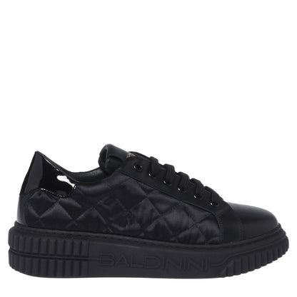 Black quilted fabric sneakers