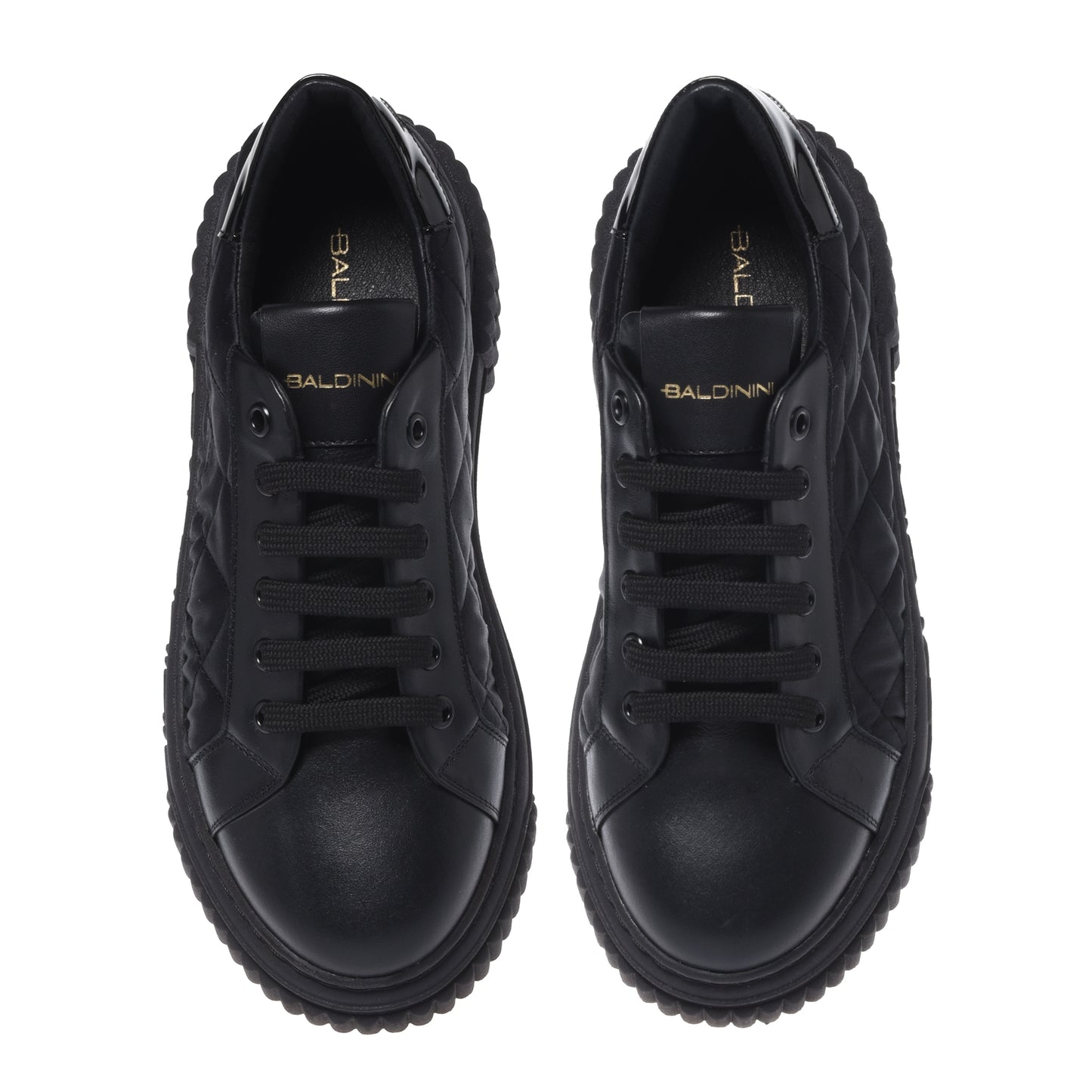 Black quilted fabric sneakers