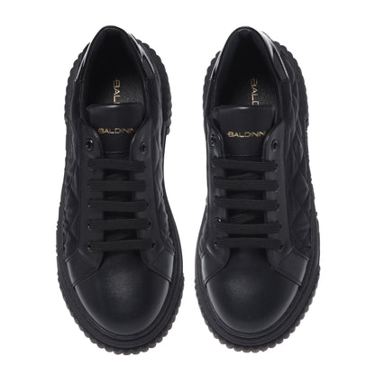 Black quilted fabric sneakers