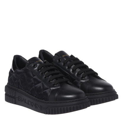Black quilted fabric sneakers