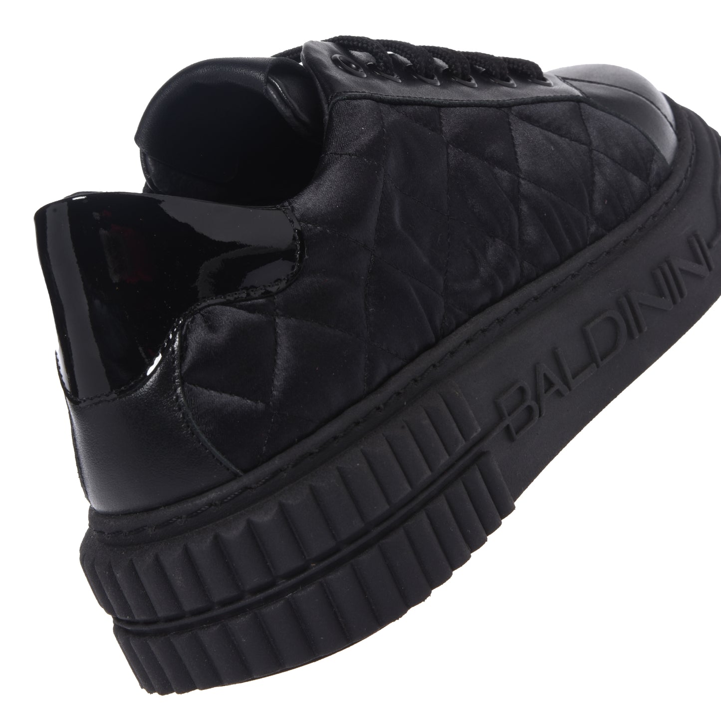 Black quilted fabric sneakers