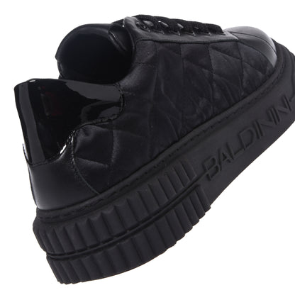 Black quilted fabric sneakers