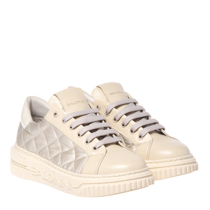 Vanilla quilted fabric sneakers