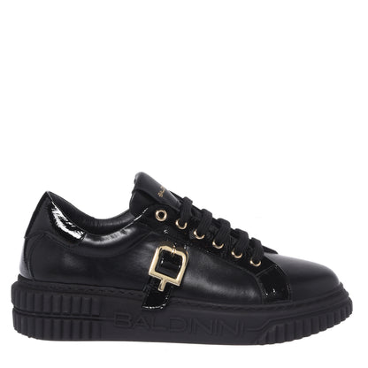 Black calfskin and naplak sneakers