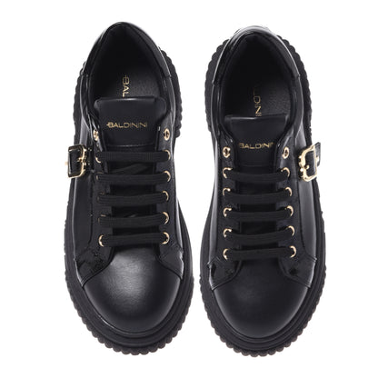 Black calfskin and naplak sneakers