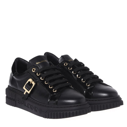 Black calfskin and naplak sneakers