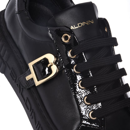 Black calfskin and naplak sneakers