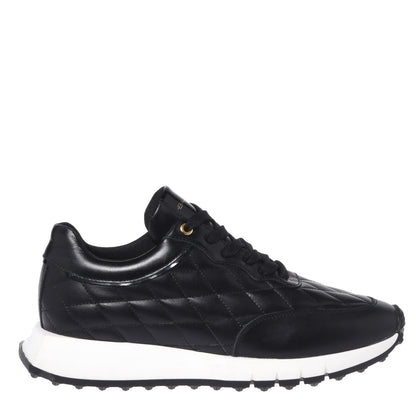 Black quilted leather sneakers