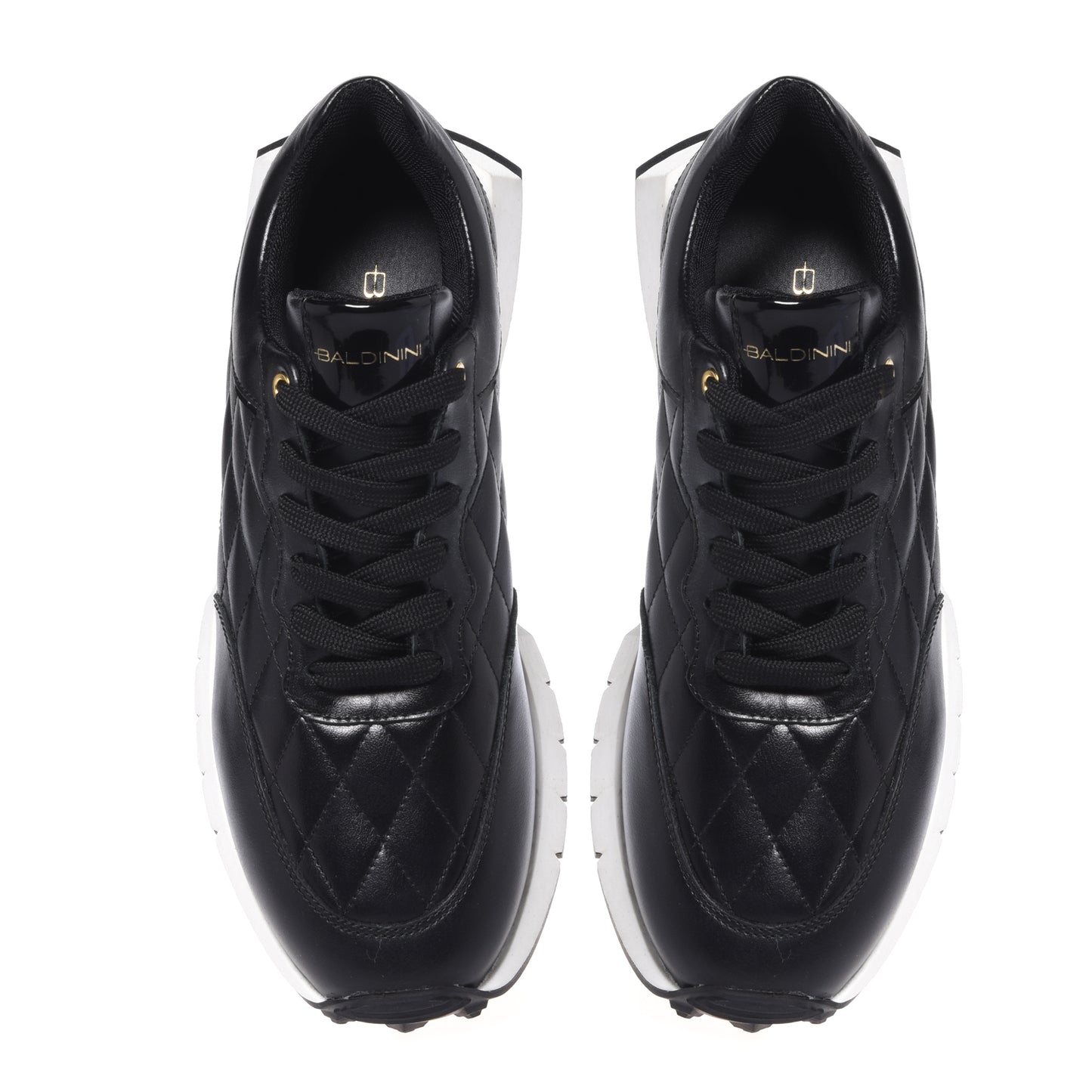 Black quilted leather sneakers