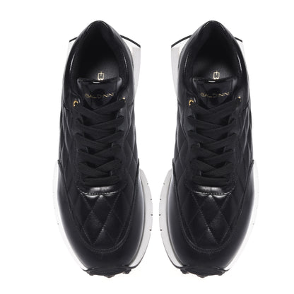 Black quilted leather sneakers
