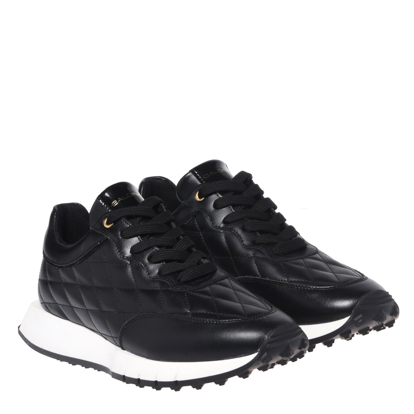 Black quilted leather sneakers
