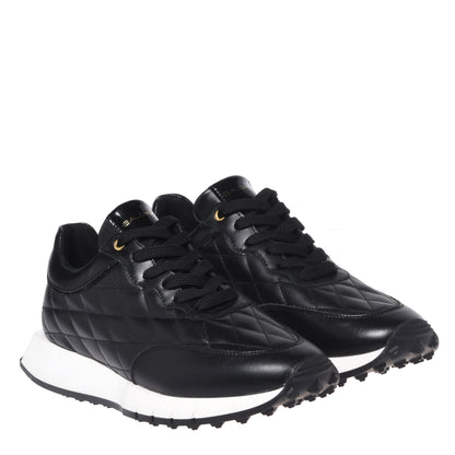Black quilted leather sneakers