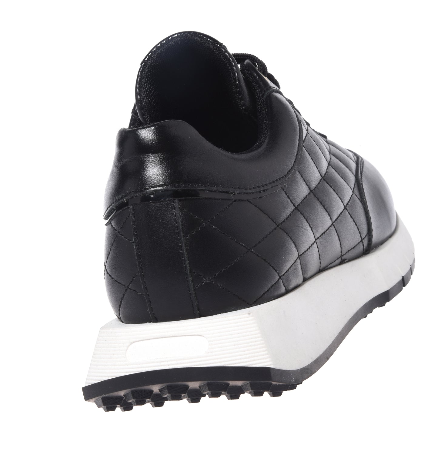 Black quilted leather sneakers