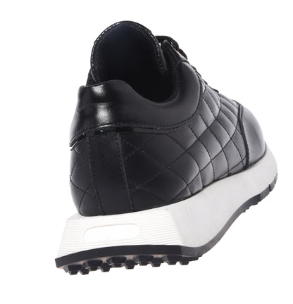 Black quilted leather sneakers