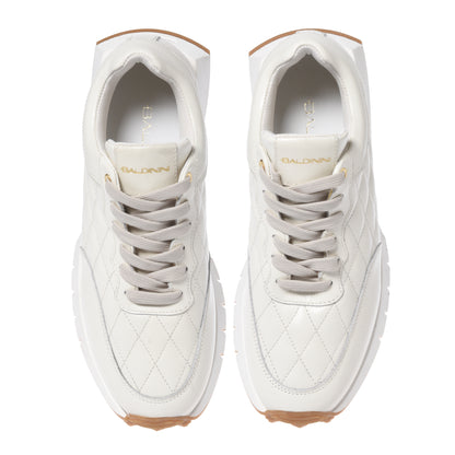 White quilted leather sneakers