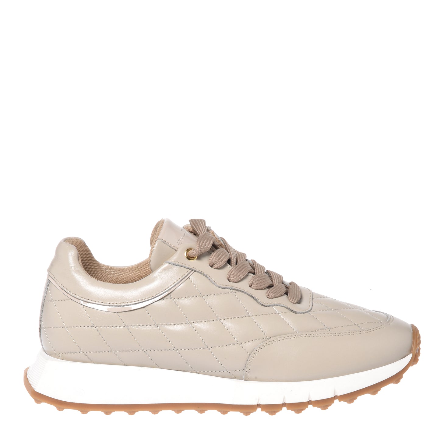 Nude quilted leather sneakers