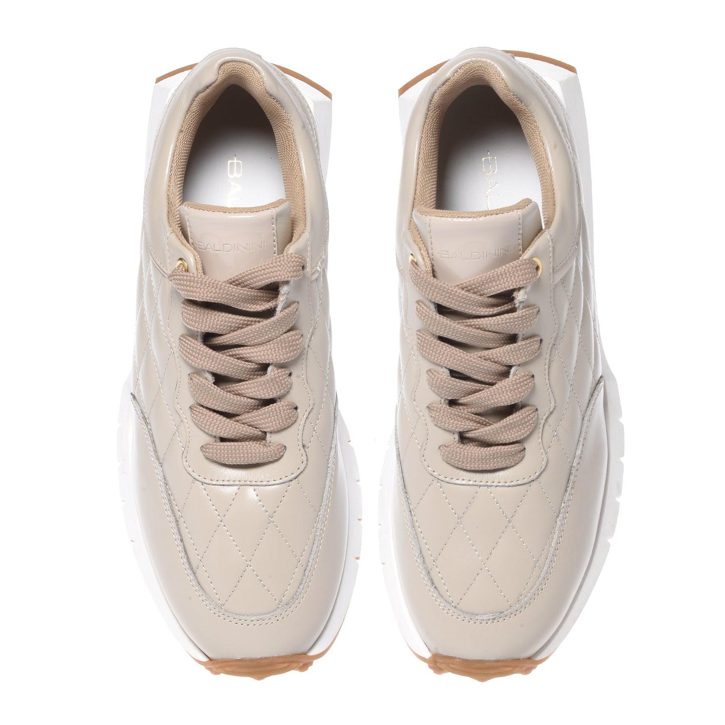 Nude quilted leather sneakers