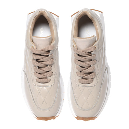 Nude quilted leather sneakers