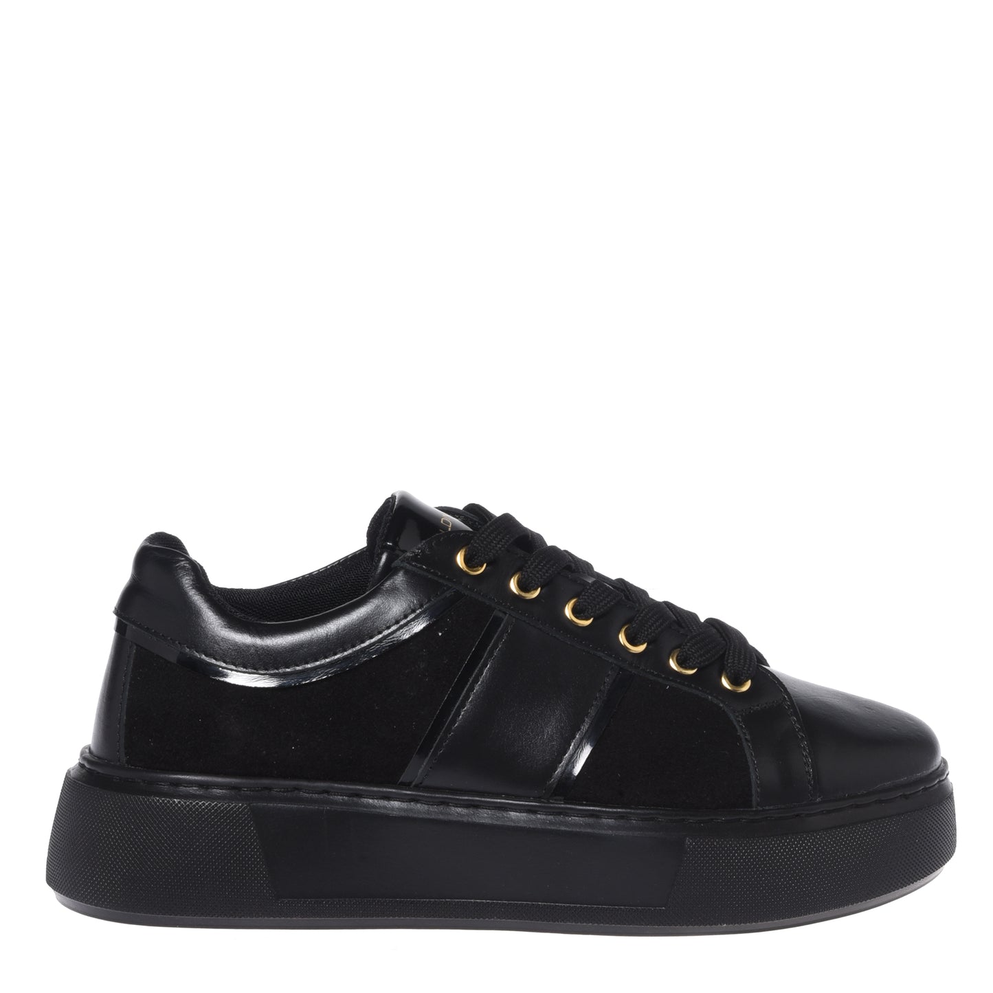 Black leather and suede sneakers