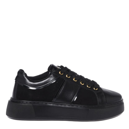 Black leather and suede sneakers