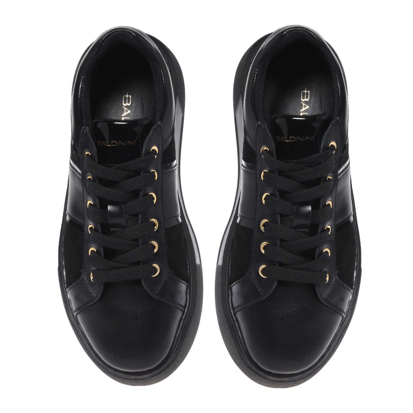 Black leather and suede sneakers