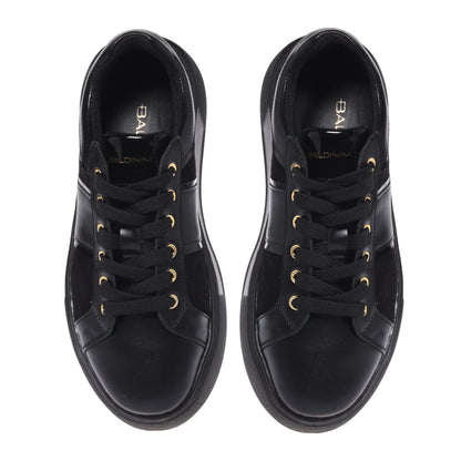 Black leather and suede sneakers