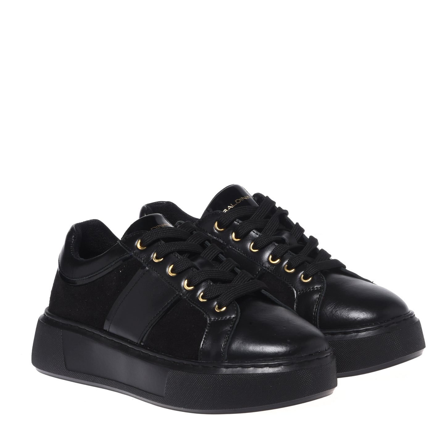 Black leather and suede sneakers