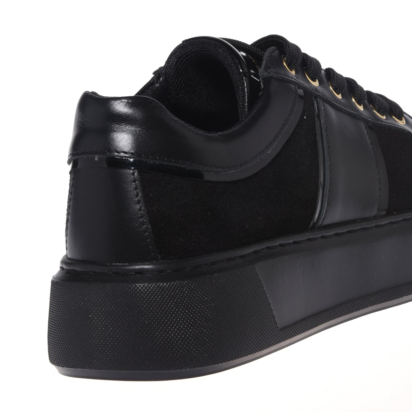 Black leather and suede sneakers