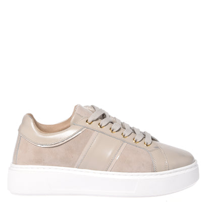 Nude leather and suede sneakers