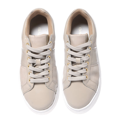 Nude leather and suede sneakers