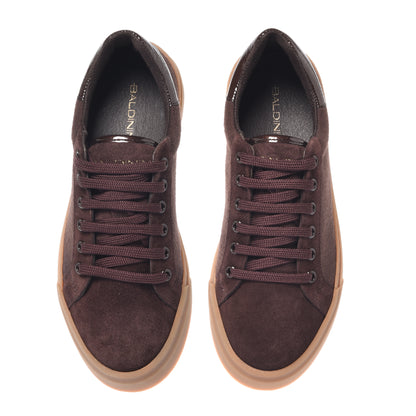 Brown leather and brown nappa leather sneaker