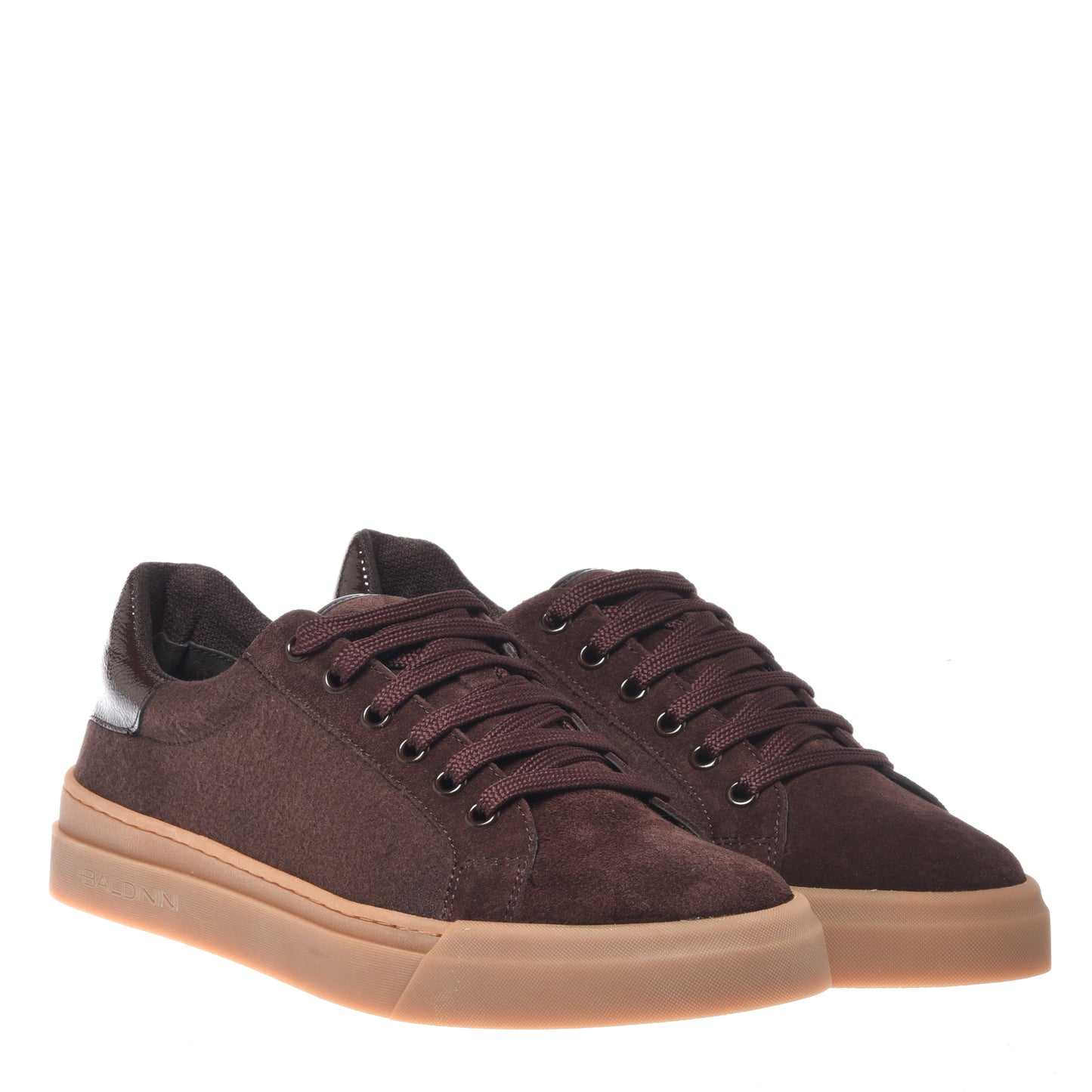 Brown leather and brown nappa leather sneaker